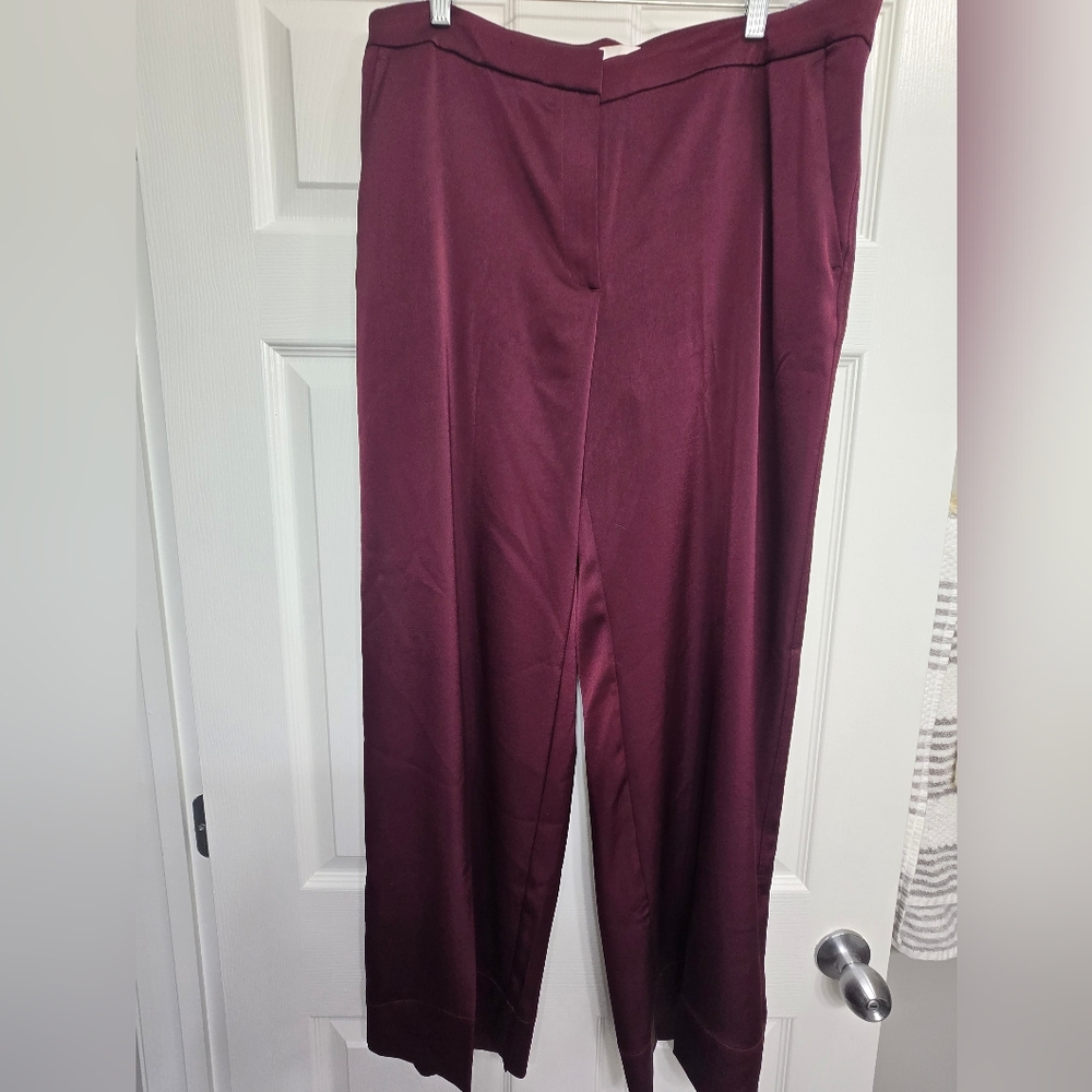 H&M Burgundy Straight-Leg Women's Pants